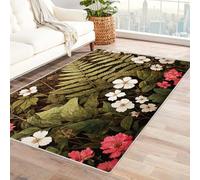 IEPOZWA Tapis Contemporain Motif Feuillage Wildflowers pour Cuisine, Salle À Manger, Entrée, Doux, Facile À Nettoyer, Épais(Multicolore)-210x270cm
