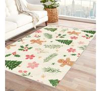 IEPOZWA Tapis Design Frais à Motif Végétal Bonhomme en Pain D’éPices Paillasson D'IntéRieur Durable, Design éLéGant De Dessin Animé, AntidéRapant, Doux Et éLastique(Blanc)-60x90cm