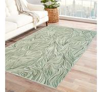 IEPOZWA Tapis Moderne aux Motifs Fluides et Couleurs Audacieuses Motif de Feuille pour Chambre, Bureau, Salon, Résistant À l'usure, Doux(Blanc)-60x90cm