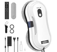 IERAKOR Robot Laveur de Vitre, 5600Pa Robot Lave Vitre Automatique, Pulvérisation d'eau Automatique, 35 ML Réservoir d'eau, 3 Modes de Nettoyage, Télécommande, Détection de Bord, 10 Chiffons