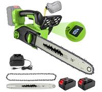 IERAKOR Tronçonneuse à Batterie 16 Pouces, Tronçonneuse Électrique Sans Fil | Moteur Brushless 2200W, 2 x 4.0Ah, Système de Double Protection, Lubrification Automatique, Écran LED pour Élagage Jardinage