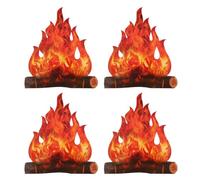 Ieron 4Pcs Faux Feu Fausse Flamme Décoration de Camping Pièce Maîtresse de Feu de Camp en Carton 3D Flammes Artificielles Décor de Fête de Feu de Camp pour Salle de amp Bachelorette Party