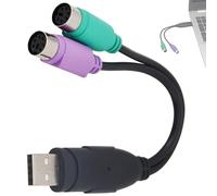 ieron Adaptateur USB vers PS2, double prise PS2 active USB vers PS2, convertisseur pour clavier, souris, code barre scanner, Plug and Play