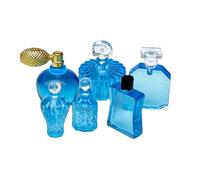 Ieron Assortiment de 6 flacons de Parfum Miniatures Bleus, Ensemble d'accessoires de Salle de Bain pour décoration de Mini Maison, Chambre à Coucher