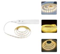 Ieron Bande lumineuse LED à détecteur de mouvement, batterie de 2 m avec interrupteur, autocollante, découpable, étanche, à intensité variable pour dessous de placard, cuisine, chambre à coucher