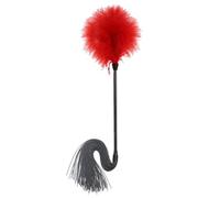 Ieron Brosse Douce en Plumes simulées Rouges, Fouet d'équitation en Silicone, Plume simulée Douce, plumeau de Nettoyage de Plumes, Accessoires de Jeu de rôle pour Couple (Rouge)