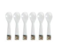 ieron Ensemble de 6 cuillères à caviar en nacre décorées d'ormeau vert pour servir le caviar, les œufs, la crème glacée et le café (blanc, 9 x 2,5 cm)