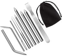 ieron FID Lot de 8 aiguilles à lacer en acier inoxydable avec 1 outil de lissage pour bricolage, paracorde, bracelets, tissage, cordes, loisirs créatifs