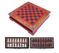 Ieron Jeu d'échecs Retro Terracotta Warriors, Jeu de société Familial Classique fabriqué à la Main avec échiquier et boîte de Rangement (26 cm)