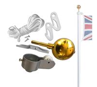 Ieron Kit de pièces de réparation pour mât de Drapeau 8 pièces avec 1 Corde de Drapeau + 1 Boule supérieure de mât de Drapeau + 1 Crochet à Taquet + 2 Pinces à Crochet + 1 Camion + 2 vis