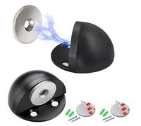 ieron Lot de 2 butées de porte magnétiques ovales en acier inoxydable avec tampons en caoutchouc pour porte ouverte Noir mat