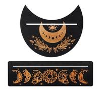 Ieron Lot de 2 Supports de Cartes de Tarot en Bois à Motif de Lune, Support de Cartes de Tarot rectangulaire, Support de Pendule rectangulaire pour Accessoires de Divination de sorcière (Noir)