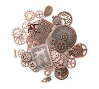Ieron Lot de 40 Breloques pendentifs Steampunk Antiques en métal pour Montres, Engrenages rétro pour Bijoux Faits à la Main, Accessoires de Bricolage, Bronze Rouge, Zinc, sans Pierre précieuse