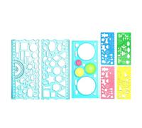 Ieron Lot de 7 modèles de Dessin Multi-Formes, règle en Plastique, Ensemble créatif de règles en Plastique Multi-Formes, règle de Dessin géométrique multifonctionnelle (Bleu)