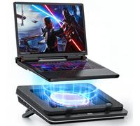 IETS GT600 Tapis de Refroidissement pour Ordinateur Portable équipé d'un Ventilateur Turbo gigantesque (14 cm de diamètre), Mousse scellée pour Ordinateur Portable de Jeu à Refroidissement Rapide,