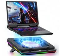 IETS GT600 Tapis de refroidissement RVB pour ordinateur portable avec ventilateur turbo géant (14 cm de diamètre), mousse scellée pour un refroidissement rapide, refroidisseur d'ordinateur portable de