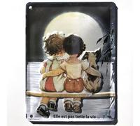 IETS10352RC Plaque métal relief 20x15 cm Elle est pas belle la vie...