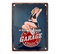 IETS11205RC Plaque Publicitaire Pin Up - Garage Service - Bougie Allumage