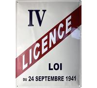 Plaque metal en relief « licence IV 4 quatre » 30 * 40 cm