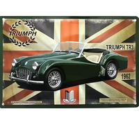 19651RB TRIUMPH TR3 1962 Plaque métal décorative rétro vintage Format 20 x 30 cm avec 4 perforations 5mm pour fixation murale - Idée cadeau pour fan d'accessoires automobile voiture de collection