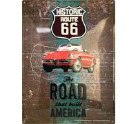 IETS6605RC Plaque métal en relief 3D 20x15 cm Route 66 The road that built america