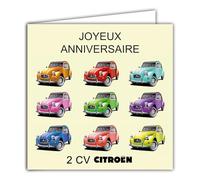 IETSCPMD15184 Carte Joyeux ANNIVERSAIRE Citroën 2CV POPART - Licence officielle Citroën Auto Passion & Collections Voiture Rétro Vintage - Avec Enveloppe Blanche Format 15x15 cm - Fabriqué en France