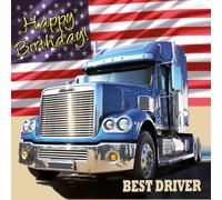 IETSCPMD15204 Carte Happy BIRTHDAY TRUCK USA Etats-Unis Camion Américain Drapeau/I&S Design - Passion & Collections Rétro Vintage - Avec Enveloppe Blanche Format 15x15 cm - Fabriqué en France