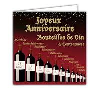 IETSCPMD17141 Carte Joyeux ANNIVERSAIRE Bouteilles de VIN Rouge Contenances Litre Magnum - Avec Enveloppe Blanche Format 15x15 cm - Intérieur Blanc - Fabriqué en France - I&S Design