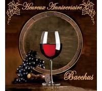 IETSCPMD17142 Carte Heureux ANNIVERSAIRE VIN Rouge Verre Tonneau Grappe de Raisin Dégustation Bacchus - Avec Enveloppe Blanche Format 15x15 cm - Intérieur Blanc - Fabriqué en France - I&S Design