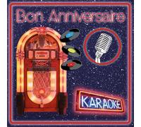 IETSCPMD19226 Carte Bon ANNIVERSAIRE KARAOKÉ Juke-box Jukebox Micro Disques Vinyles Vintage Rétro - Avec Enveloppe Blanche Format 15x15 cm - Intérieur Blanc - Fabriqué en France - I&S Design