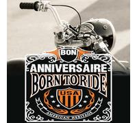 IETSCPMD19410 Carte Bon ANNIVERSAIRE Moto BORN TO RIDE USA American Heritage Pour Motard(e) Biker Rider Rétro Vintage Mécanique - Avec Enveloppe Blanche Format 15x15 cm - Fabriqué en France
