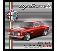 IETSCPMD19702 Carte ALFA ROMEO MILANO GIULIA GTA 1965-1969 Licence Officielle - Rouge et Chromes Argentés - Auto Passion Collections Voiture de Sport Automobile - Avec Enveloppe Blanche Format 15x15cm