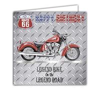 IETSCPMD6606 Carte HAPPY BIRTHDAY Argenté Carrée avec Enveloppe Blanche Format 15x15 cm - Route 66 Historic Road R66 - Moto Harley-Davidson / Licence officielle - Intérieur Blanc - Fabriqué en France