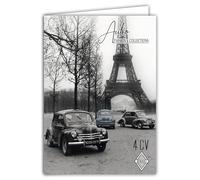 IETSCPXL-15008N MAXI GRANDE CARTE XL 22x31cm Renault 4CV Licence Officielle Tour Eiffel Automobile Voiture de Collection - Intérieur Blanc 44x31cm - Avec Enveloppe -Départ Retraite Anniversaire