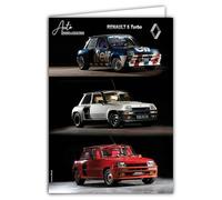 IETSCPXL-15066 MAXI GRANDE CARTE XL 22x31cm Renault 5 Turbo Licence Officielle Sport Automobile Voiture de Collection - Intérieur Blanc 44x31cm -Avec Enveloppe -Départ Retraite Anniversaire