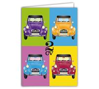IETSCPXL-15185 MAXI GRANDE CARTE XL 22x31cm Citroën 2CV Pop-art Licence Officielle Automobile Voiture de Collection - Intérieur Blanc 44x31cm -Avec Enveloppe -Départ Retraite Anniversaire