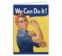 IETSCPXL-19025 MAXI GRANDE CARTE XL We Can Do It Femme Fille Rétro Vintage - Format 22x31cm Intérieur Blanc 44x31cm -Avec Enveloppe -Fabriqué en France - Anniversaire Départ Retraite - A encadrer
