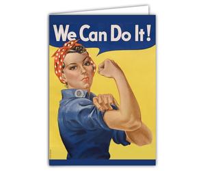 IETSCPXL-19025 MAXI GRANDE CARTE XL We Can Do It Femme Fille Rétro Vintage - Format 22x31cm Intérieur Blanc 44x31cm -Avec Enveloppe -Fabriqué en France - Anniversaire Départ Retraite - A encadrer