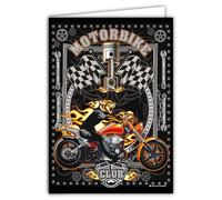 IETSCPXL-19686 MAXI GRANDE CARTE XL 22x31cm MOTORBIKE CLUB pour Biker Motard Moto Américaine Mécanique - Intérieur Blanc 44x31cm -Avec Enveloppe -Fabriqué en France - Départ Retraite Anniversaire
