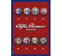 IETSCPXL-19700 ALFA ROMEO ÉVOLUTION Logos depuis 1910 Licence officielle - MAXI Grande CARTE Géante XL 22x31cm Intérieur Blanc 44x31cm Avec Enveloppe - Cadeau pour Départ en Retraite ou Anniversaire