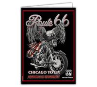 IETSCPXL-6630PV MAXI GRANDE CARTE XL 22x31cm Moto Américaine ROUTE 66 Licence Officielle Chicago to Los Angeles - Intérieur Blanc 44x31cm - Avec Enveloppe - Départ en Retraite ou Anniversaire