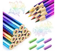 IETWATE 18 Pièces Crayon de Couleur 4 en 1, Crayon de Couleurs Professionnel avec 6 Gommes Arc en Ciel, Crayons de Couleur pour Adultes Enfant, Crayon Couleur pour Maison Ecole Coloriage