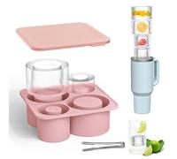IETWATE Bac à glaçons à 4 compartiments pour Stanley Cup - Bac à glaçons avec couvercle pour gobelets de 20 à 40 oz - Moule à glaçons en silicone réutilisable - Pour cocktails, whisky, café (rose)