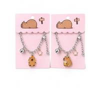 IETWATE Capybara Lot de 2 bracelets pour filles en argent 18 + 5 cm - Bracelets pour adolescentes avec jolis motifs de dessin animé Capybara - Cadeau pour sœur, fille, anniversaire, Noël