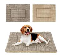 IEUUMLER Memory Foam Matelas pour Chien Compagnie Réversible Doux Coussin Lavable Facile à Transporter Extérieur FC020 (Khaki, M-75x50cm)