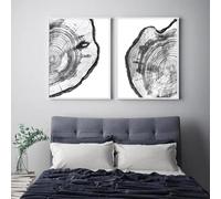 IEUUUB Peinture sur toile moderne, anneau d'arbre imprimable, souche d'arbre en tranche de bois, affiches et impressions d'art mural pour salon, décoration d'intérieur, 20 x 35 cm x 2 avec cadre