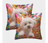 IEVEDIVB Caniche Housse De Coussin Ensemble De 2 Taie d'oreiller Décoratif Canapé Confort Et Douceur Garantis Taies d'oreiller pour Terrasse 40x40cm