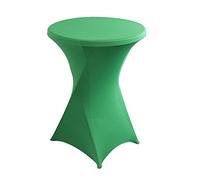 iEventStar Christmas Stretch Nappe Housse Lavable Nappe Mange Debout Ronde Protection pour Bar Table de Banquet de Mariage Table Cocktail Haute de Bistro Decoration Noel (Vert, diamètre 60-65 cm)