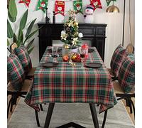 iEventStar Décoration de Noël - Nappe à carreaux - Rectangulaire - Avec point d'ourlet - Pour fête de Noël et Nouvel An - Vert - 140 x 180 cm