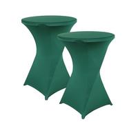 iEventStar Lot de 2 Housses Extensibles en élasthanne noël pour Table de Bistro Table de Bar Mariage Christmas pour Table de Bistro Cocktail Decoration Noel (Vert foncé, diamètre 80-85 cm)